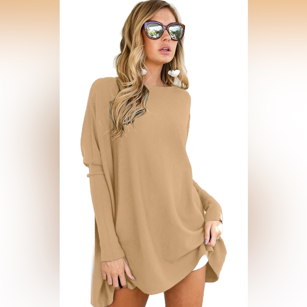 LIYOHON Oversized Camel T Shirt/Tunic Size Small